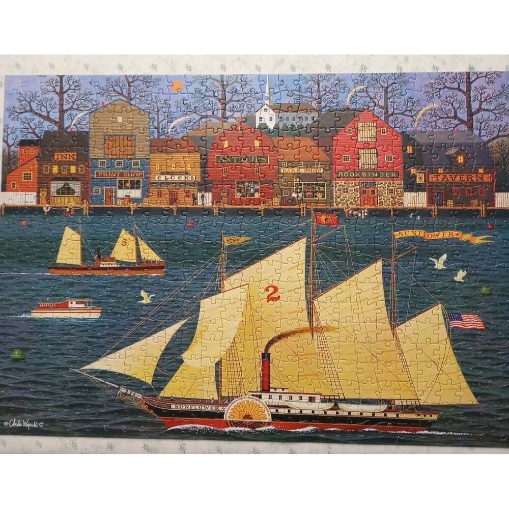 Charles Wysocki Jigsaw Puzzle 500 Piece THE SUNFLOWER Ship Boat Ocean COMPLETE
